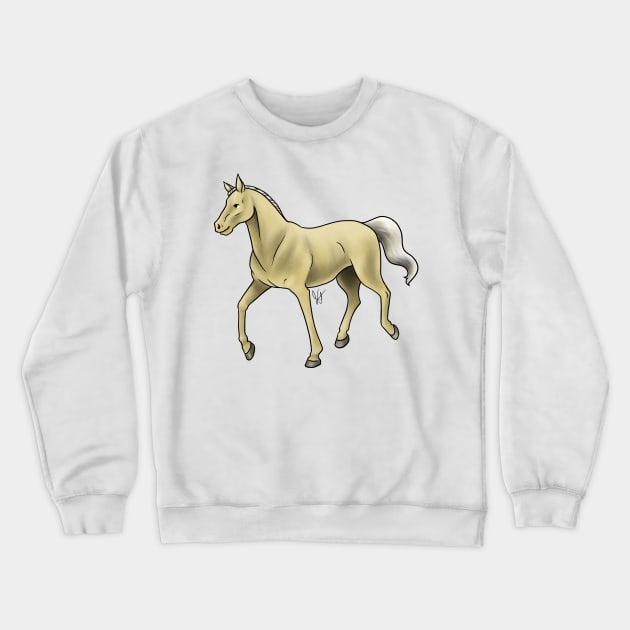 Horse - Thoroughbred - Palomino Crewneck Sweatshirt by Jen's Dogs Custom Gifts and Designs